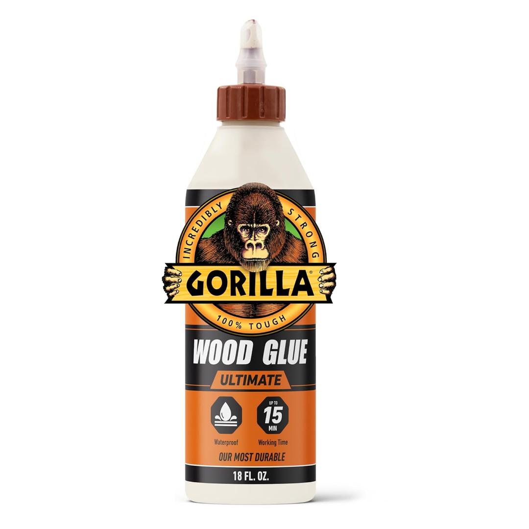 Gorilla Ultimate Waterproof Wood Glue, Natural Wood Color, 18 Ounce (Pack of 1) - Waterproof for Indoor or Outdoor Projects and Repairs Gorilla Ultimate Waterproof Wood Glue, Natural Wood Color, 18 Ounce (Pack of 1) - Waterproof for Indoor or Outdoor Projects and Repairs