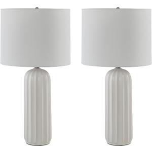 Signature Design by Ashley Clarkland Contemporary 24 Inch Ceramic Table Lamp, Set of 2, White