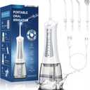 Family Cordless Water Flosser - 300mL Oral Irrigator with 5 Modes, 4 Tips, IPX7 Waterproof Rechargeable Teeth Cleaner for Braces, Kids & Travel (Brilliant White&grey)