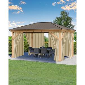 Outdoor Patio Curtains Waterproof 6 Panels 54x95 Inch- Protect Privacy & Weatherproof Rod PocketBalcony Outdoor Curtains for Apartments,Porch, Gazebo, Pergola, Sliding Glass Door, Cream