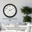 Large Outdoor Patio Clock - Waterproof Thermometer Combo, 24 Inch, Black