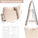 Vegan Leather Crossbody Bags for Women, Medium Cross Body Purse with Wide Adjustable Strap LightWeight (White)