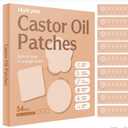 54PCS Castor Oil Patches for Belly Button, Castor Oil Pack Wrap Disposable Self-Adhesive, Organic Cotton, Leak-Proof & Breathable, No Wash - Square, Beige