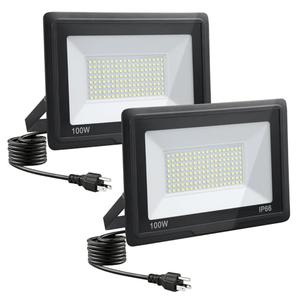 GANGZHIZI 200W LED Flood Lights Outdoor, 2pack 20000lm Bright Led Work Light with Plug, 6500k Daylight White Outdoor LED Lights, IP66 Waterproof Patio Lighting
