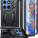 FNTCASE for Motorola Moto G-Stylus-5G-2025 Case: Military Grade Drop Proof Protection Mobile Cover with Kickstand | Matte Textured Rugged Shockproof TPU | Protective Sturdy Phone Case - Black