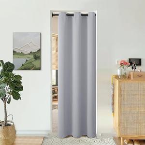 BGment Light Grey Door Curtain 80 Inch Length for Doorway, Bedroom Closet Curtain, Privacy Thermal Insulated Blackout Grommet Room Divider for Room Separation, 1 Panel, 34 Inch Wide