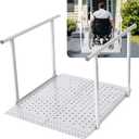 Folding Wheelchair Ramp with Handrails for Steps  Heavy Duty Threshold Ramp 500lbs Capacity, Safe Door Portable Ramp with Handle for Home Entrance for Elderly, Walkers, Mobility Scooters