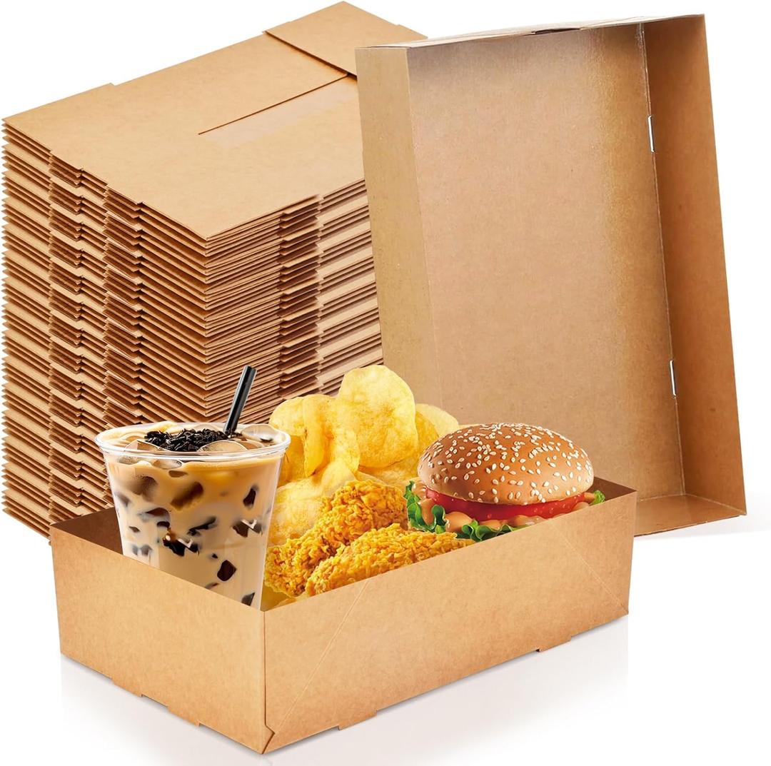 60 Pcs Movie Theater Snack Boxes, Disposable Paper Cardboard Food Trays, 4-Corner Pop-Up Food Containers for Movie Night, Parties, Stadiums, Cars, and Theaters