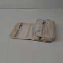 Hanging Travel Toiletry Bag, Foldable Cosmetic Bag with Multiple Compartments, Water-Resistant Makeup Bag for Toiletries, Accessories (Light Beige)