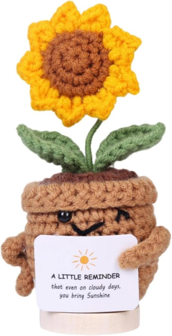 Crochet Sunflower Gift, A Little Reminder You Bring Sunshine, Handmade Artificial Sunflower for Home Desk Decor, Emotional Gift for Friends, Colleagues, Family