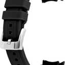 YISIWERA 22mm Rubber Watch Band Premium Crafter Silicone Universal Curved Ends Watch Strap Bracelet Brushed Stainless Steel Pin Buckle For Men Women (Black)