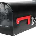 Zinovo Metal Post Mount Mailboxes for Outside,Galvanized Steel,Waterproof,Medium Capacity,Red Flag Indicated,Modern Style,Mail Boxes for House Outside/Residential,Black,18.8 x 9 x 6.7 inches
