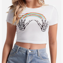 Women Cute Crop Tee Tops Short Sleeve Crop Tops S