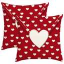 ARGOOFG Valentine Pillow Covers 18X18 Set of 2,Red Love Heart Envelope Decoration Outdoor Cushion Cases for Valentines Decor Decorative for Home Couch Patio
