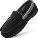 MIXIN Mens Moccasins Slippers Slip On House Shoes with Warm and Cozy Memory Foam Hard Sole Indoor Outdoor Size 40,5