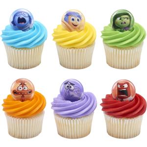 2 x DecoPac Disney & Pixar's Inside Out 2 Bursts of Emotion Rings, Multicolored Cupcake Decorations, Food Safe Cupcake Toppers  24 Pack