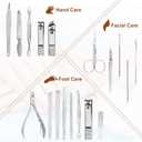 Nail Clippers Set 18 Pieces Stainless Steel Manicure Kit, Professional Grooming Kits, Nail Care Tools with Luxurious Travel Case