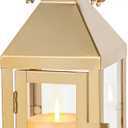 NUPTIO Gold Lanterns Decorative Outdoor, 8.6 Inch Lantern with Glass