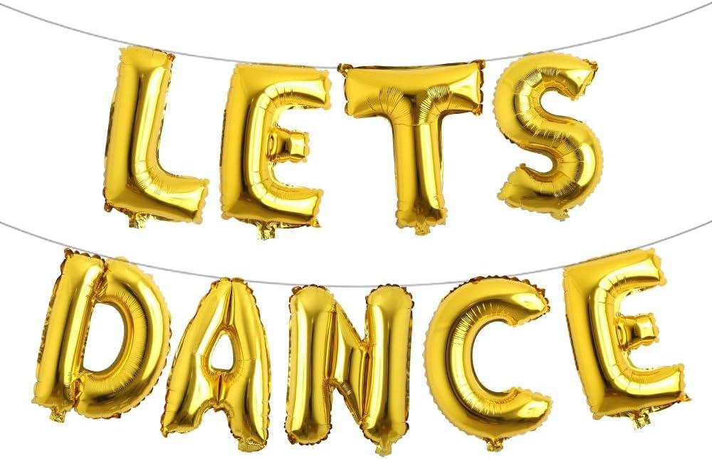 Letter Balloons - LETS DANCE 16" Inch Alphabet Letters Foil Mylar Balloon Kids Birthday Party Balloon Banner (LETS DANCE Gold)
