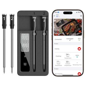Smart Wireless Meat Thermometer with Dual Probes, Bluetooth & WiFi Combo, High Precision & Fast Response for BBQ, Grill, Smoker, Oven, Air Fryer (BLACK)