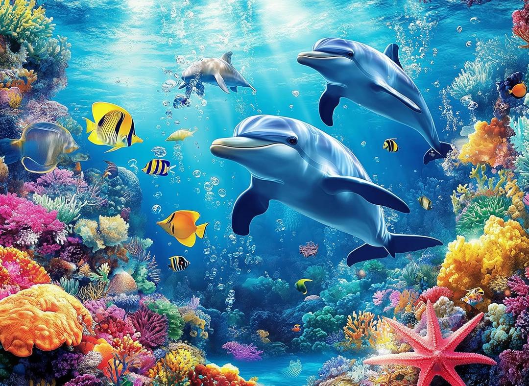 500 Piece Puzzles for Adults Dolphin & Seaworld 20.5 x 15 Inch 500 Piece Jigsaw Puzzles for Adults Puzzles 500 Pieces for Adults Holiday Educational Challenge Puzzle