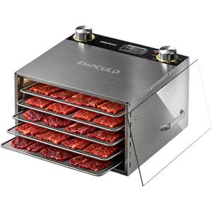 Food Dehydrator, 5 Stainless Steel Trays, 194°F Temp, 3.1 ft² Drying Area