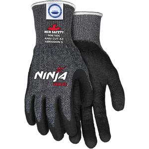MCR Safety Ninja Wave N96780XXL Work Gloves, 13 Gauge Dyneema Diamond Technology Shell, Nitrile Wave Coated Palm & Fingertips for Excellent Cut and Abrasion Resistance, Cool Touch Comfort, XX-Large