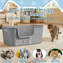 Low Entry Litter Box for Kittens & Senior Cat, High Sided Kitty Litter Boxes with Handle, Anti-Splash Plastic Large Litter Tray Pan for Big Cats, Easy to Clean, 19.6" L*13.7" W*8.6" H (Grey)