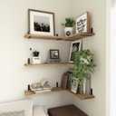 WOPITUES Wood Floating Shelves Set of 6, Shelves for Wall Decor, Farmhouse Shelf for Bedroom, Bathroom Storage Shelves, Book Shelves for Living Room - Rustic Brown