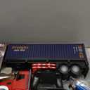 RC Semi Truck with Trailer - 22.5 Inch Semi Truck Toy for Kids, Carrier Van Transport Vehicle with 2 Rechargeable Batteries, 1:24 Container Trucks with LED Lights & Music, Great Gift For Boys Girls