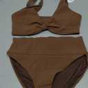 ANRABESS Bikini Sets for Women Summer High Waisted 2 Piece Bathing Suit Ribbed Tie Knot Swimsuit 2026 Beach Vacation Swimwear