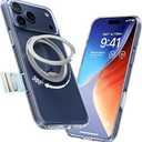 TORRAS 360 Magnetic Stand for iPhone 17 Pro Case, [Fit for MagSafe] [Rotatable Ring Kickstand] [4X MilGrade Shockproof] Slim Phone Cover, Camera Button, Crystal Clear, Transparent, Ostand O3 Fitness