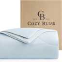 Cozy Bliss Deluxe Dual-Sided Cooling Comforter King Size, Ultra-Soft Lightweight Breathable Silky Cooling Blankets with Q-Max>0.45 for Bedroom, Hot Sleepers & Night Sweats, Cool Blue, 106"x90"