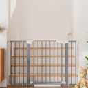 Cumbor 29.7-48" Baby Gate for Stairs, Mom's Choice Awards Winner-Dog Gates for Doorways, Auto Close Safety Pet Gate for Dogs Indoor, Easy Install Pressure Mounted Child Gate with Walk Thru Door, Gray