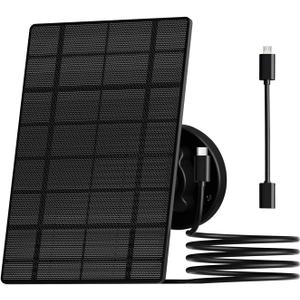 ZUMIMALL 3W Solar Panel for Outdoor Camera Wireless Camera,X2/X1/F5, IP66 Waterproof Solar Panel with 10Ft Type C Charge Cable, Power Supply for Security CameraType C Port