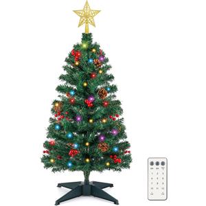 3FT Artificial Christmas Tree with Lights - 12 Lighting Modes, Timer&Ornaments, Mini Fake Xmas Tree for Tabletop, Home, Office, Christmas Decoration Tree Decor (Green 4)