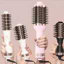 Travel Blow Dryer Brush in one, Dual Voltage 110V-240V Mini Hot Air Brush, Hair Trends Nano Titanium 2 Inch One Step Hair Dryer and Styler Volumizer Oval Shape