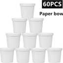 60 Pack 12 oz White Paper Ice Cream Cups with Lids, To Go Soup Containers Dessert Bowl, Microwave and Freezer Safe Food Storage Bowls for Parties, Christmas, Takeout, Picnics