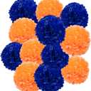 Blue Orange Tissue Pom Poms Paper Kit DIY Decorative Flowers Ball for Birthday Party Wedding Hanging Decorations Pack of 12 10in12in