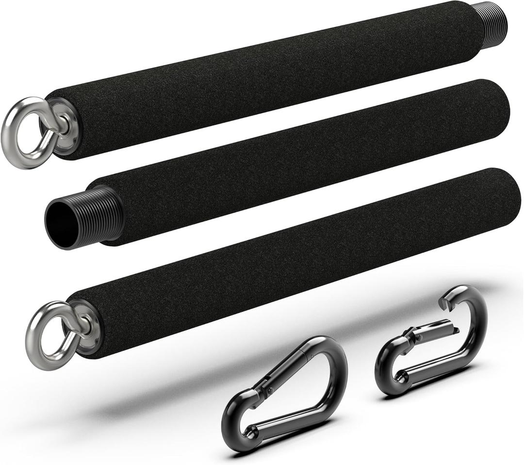 Portable Steel Resistance Bar for Bands - Adjustable from 38" to 26" - Dual Cable Machine Attachment for Working Out