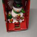 Snowman Shiny Glaze Finish Stocking Hangers with Felt Bottom and Front Hook for Hanging Christmas Stockings