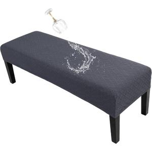 SearchI Waterproof Dining Bench Cover, Stretch Washable Bench Covers Slipcover, Rectangle Benches Seat Covers for Dining Room Living Room Kitchen (Grey)
