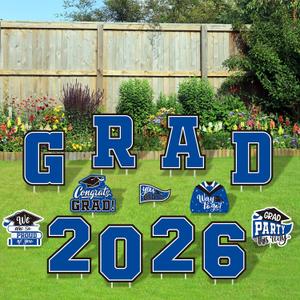Blue Themed Graduation Decorations 2026 - Graduation Yard Signs Class of 2026,Congratulate Graduation yard signs - Graduation Party Supplies for High School & Graduation Party Decorations, 15.7 x 12 inches