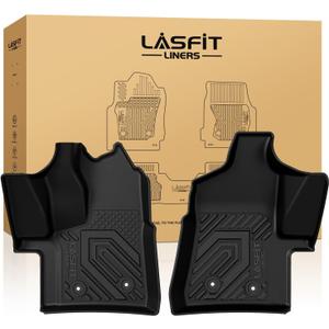 LASFIT Front Floor Mats for 2022-2025 Ford Transit 150/250/350/350HD with Vinyl Floor(Not Fit for Transit Connect) All Weather Protector TPE Car Floor Liners for Transit Vans, 1st Row Only, Black