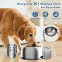 304 Stainless Steel Dog Bowls, Heavy Duty Dog Food Bowl with Extra Strong Non-Slip Mat, Thick Metal Base Water Bowl with Lick Mat for Small, Medium, Large Dogs, Indoor/Outdoor (19.8 oz) (Grey)