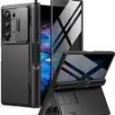 BERFY for Z Fold 5 Case with Privacy Screen Protector, [Anti Spy] Built-in S Pen Holder & Hidden Kickstand & Slide Camera Cover, Full Body Shockproof Slim Phone Case for Samsung Galaxy Z Fold 5, Black