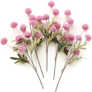 Floroom 5pcs Faux Silk Pompon Mum Artificial Flowers, Bulk Fake Mini Chrysanthemums with Stems for DIY Bouquet Centerpieces Wedding Fillers Arrangements Shower Decorations, Fuchsia Pink
