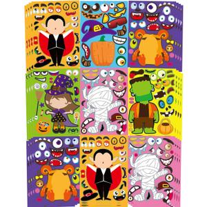 42 Sheets Halloween Party Games Stickers for Kids Make Your Own Stickers, Kids Halloween Activities Pumpkin Mummie Zombie Witche Monster Vampire for Party Favors