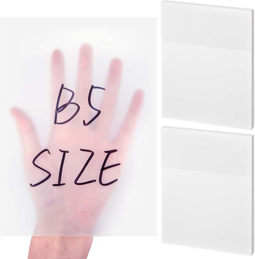 Gueevin 100 Sheets 6.8 x 9.8 Inch Transparent Sticky Notes, Extra Large Clear Self Sticky Notes, 2 Pads Waterproof Jumbo Translucent Paper, Office Supply(Blank Style)