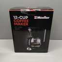 Mueller 12-Cup Drip Coffee Maker - Borosilicate Carafe, Auto-Off, Reusable Filter, Anti-Drip, Keep-Warm Function, Clear Water Level Window Coffee Machine, Kitchen Essentials & Accessories (Black)